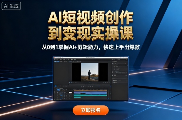 AI短视频创作到变现实操课，从0到1掌握AI+剪辑能力，快速上手出爆款(更新10月)-聊项目