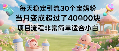 每天稳定引流30个宝妈粉当月变成超过了1W+项目流程非常简单适合小白-聊项目