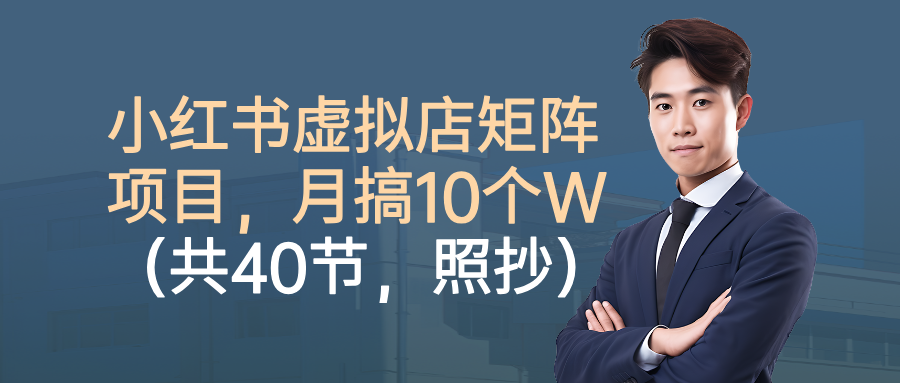 小红书虚拟店矩阵项目，月搞10W(共40节，照抄照做)-聊项目