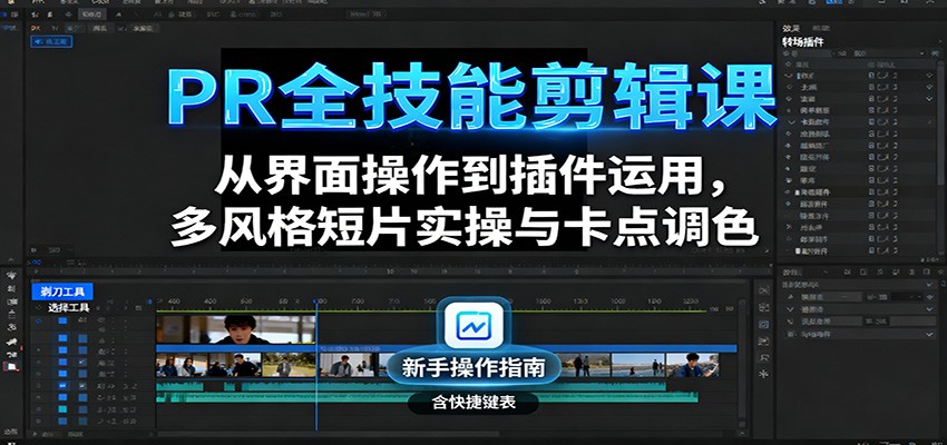 PR全技能剪辑课：从界面操作到插件运用，多风格短片实操与卡点调色-聊项目