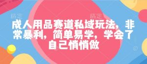 成人用品赛道私域玩法,非常暴利,简单易学,学会了自己悄悄做-聊项目