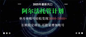 阿尔法托管计划 单账号月入3000-5000,长期稳定项目,新手小白轻松上手。-聊项目