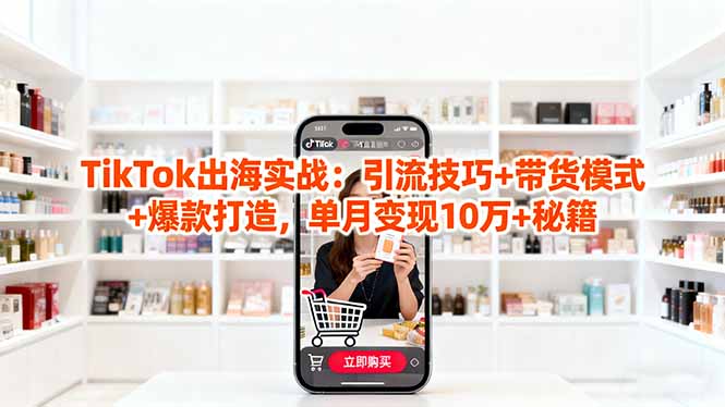 「TikTok出海实战」引流技巧+带货模式+爆款打造，单月变现10万+秘籍-聊项目