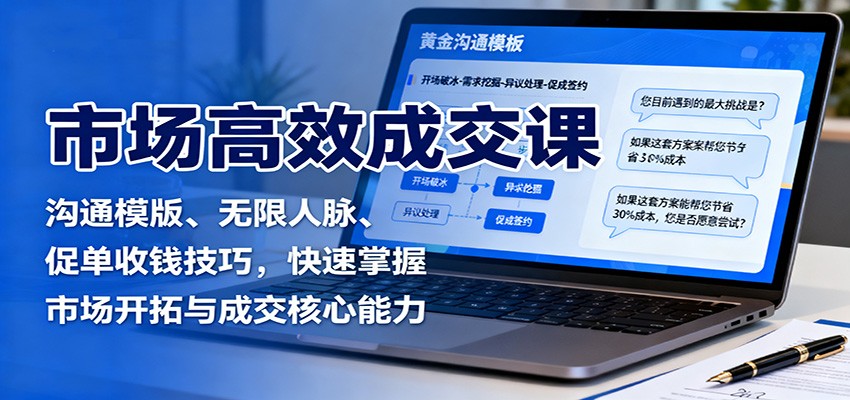 市场高效成交课：沟通模版、无限人脉、促单收钱技巧，快速掌握市场开拓与成交核心能力-聊项目