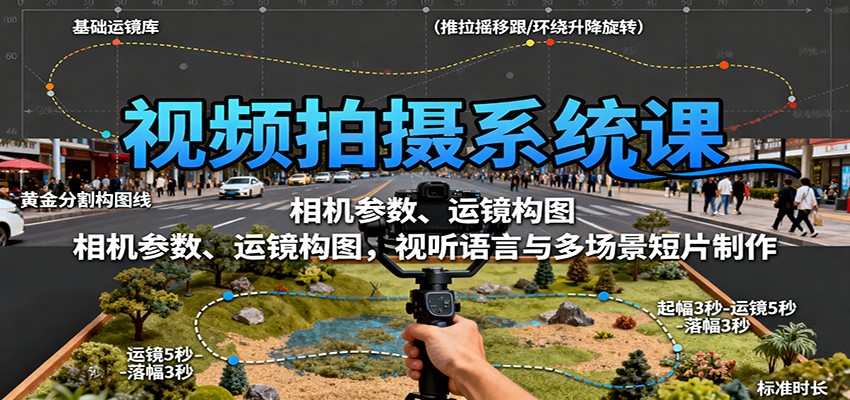 视频拍摄系统课：相机参数、运镜构图，视听语言与多场景短片制作-聊项目
