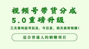 视频号带货分成5.0重磅升级,三天暴利起号玩法,今日发,明天就有钱赚…-聊项目