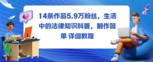 14条作品5.9W粉丝,生活中的法律知识科普,制作简单详细教程-聊项目