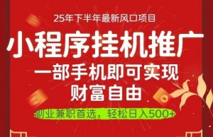 一部手机即可实现财富自由,微信小程序推广最新玩法教学,操作简单容易上手【揭秘】-聊项目