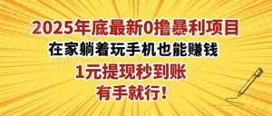 2025年底最新0撸暴利项目,在家也能躺赚,1元秒提现,有手就行!-聊项目