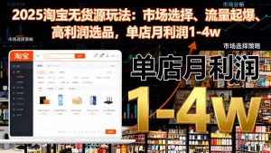 2025淘宝无货源玩法:市场选择、流量起爆、高利润选品,单店月利润1-4w-聊项目