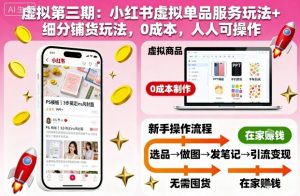 虚拟第三期:小红书虚拟单品服务玩法+细分铺货玩法,0成本,人人可操作(更新)-聊项目