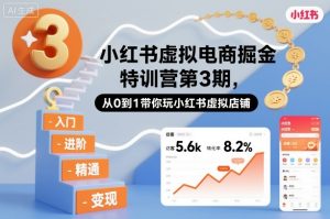 小红书虚拟电商掘金特训营第3期,从0到1带你玩小红书虚拟店铺-聊项目