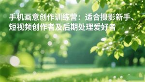 手机摄影之画意创作训练营:适合摄影新手、短视频创作者及后期处理爱好者-聊项目