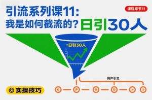引流系列课11：我是如何截流的？日引30人【文档】-聊项目
