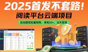 2025首发不套路!阅读平台云端项目,自动提现批量矩阵,单机50+,当天变现【揭秘】-聊项目