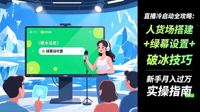直播冷启动全攻略:人货场搭建+绿幕设置+破冰技巧，新手月入过万实操指南-聊项目