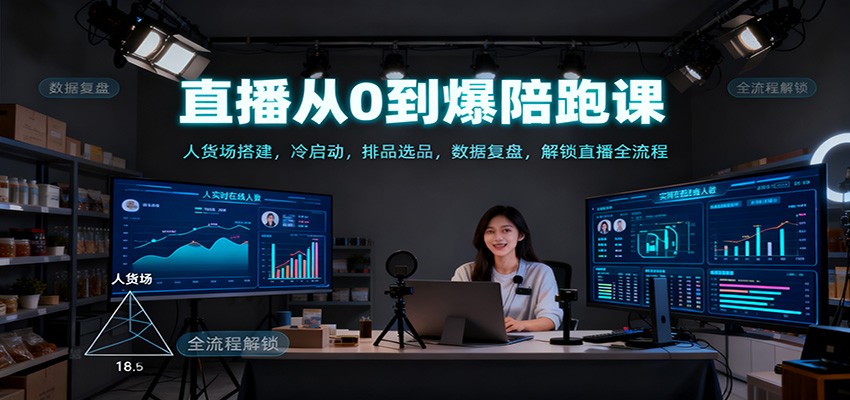 直播从0到爆陪跑课：人货场搭建，冷启动，排品选品，数据复盘，解锁直播全流程-聊项目