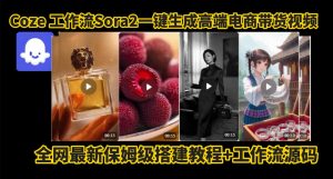 coze智能体sora2一键生成电商带货高端视频工作流保姆级拆解教程,无需剪辑,无需拍摄-聊项目