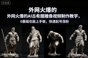 外网火爆的AI古希腊雕像视频制作教学,0基础也能上手做,快速起号涨粉-聊项目