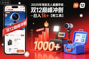 2025年淘宝无人直播带货,冲刺双12,日入1k+【附工具】【揭秘】-聊项目