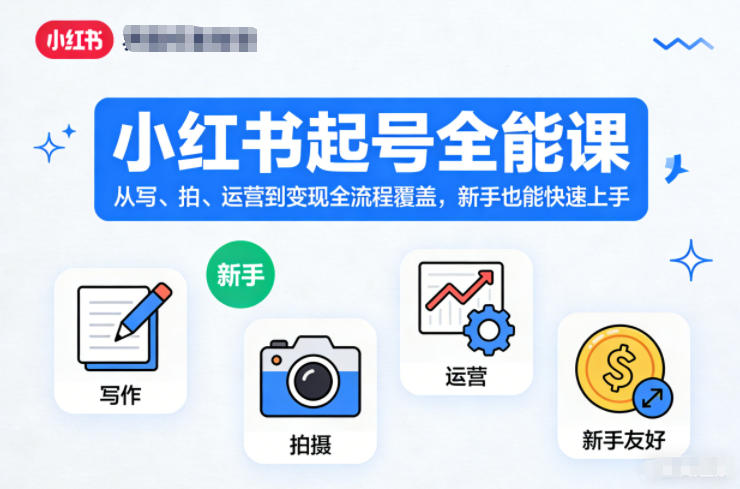 小红书起号全能课,从写、拍、运营到变现全流程覆盖,新手也能快速上手