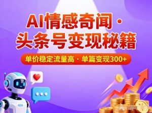 头条号做AI情感奇闻内容,单价稳定流量高,一篇变现3张-聊项目