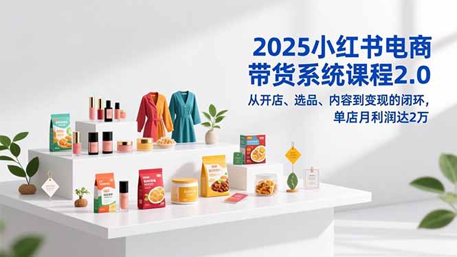 2025小红书电商带货系统课程2.0，从开店、选品、内容到变现的闭环，单店月利润达2万-聊项目