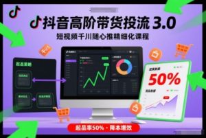 抖音高阶带货投流3.0，短视频千川随心推精细化课程，起品率50%-聊项目