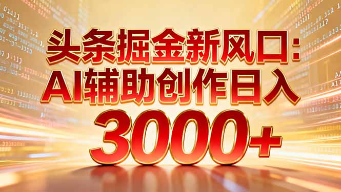 头条掘金新风口：AI辅助创作日入3000+，矩阵玩法当天启动隔天见效-聊项目