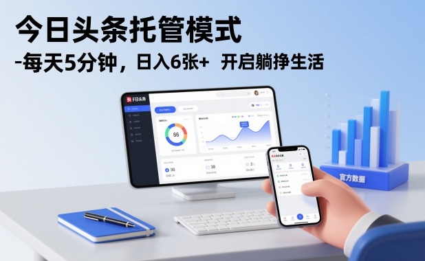 今日头条托管模式，每天5分钟，日入6张+，开启躺挣生活【揭秘】-聊项目