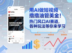 用AI做短视频撸油管美金，热门风口AI赛道，你不做我做，各种玩法等你来学习-聊项目