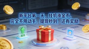 新平台第一天，挂G涨金币，完全不用动手，提现秒到，还有奖励【揭秘】-聊项目