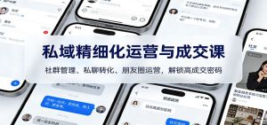 私域精细化运营与成交课：社群管理、私聊转化、朋友圈运营，解锁高成交密码-聊项目