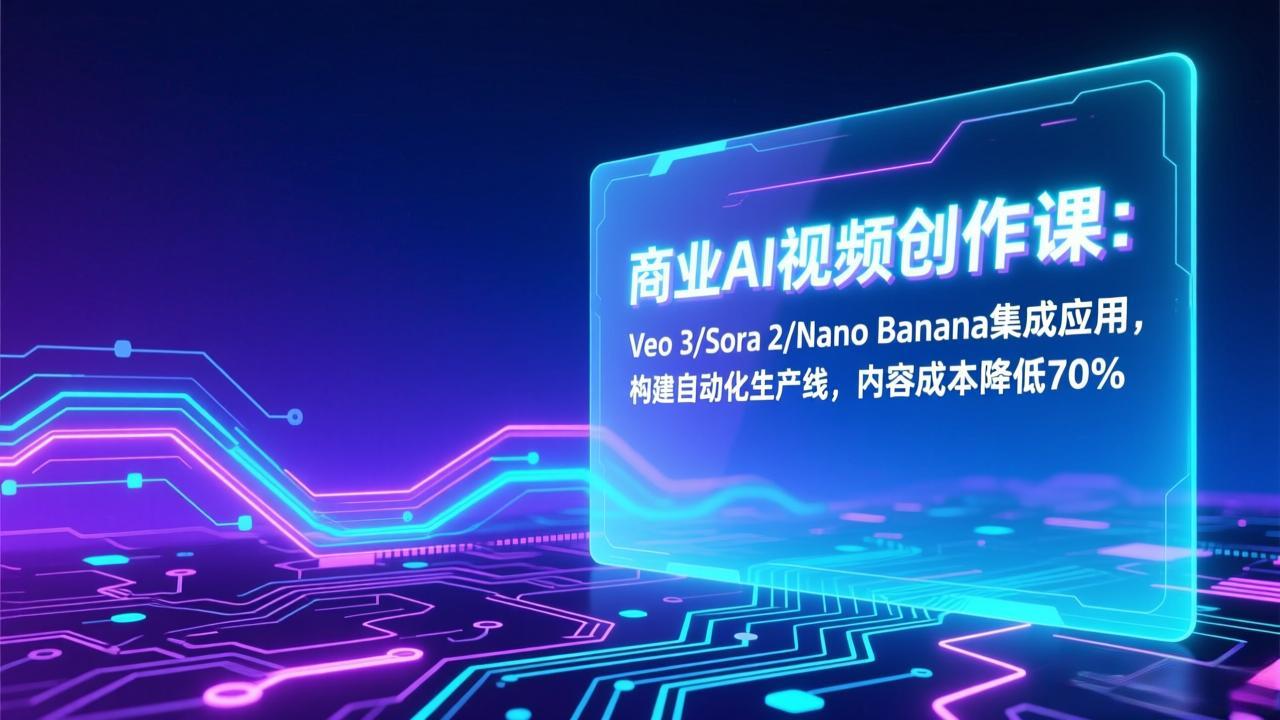 商业AI视频创作课：Veo 3/Sora 2/Nano Banana集成应用，构建自动化生产线，内容成本降低70%-聊项目