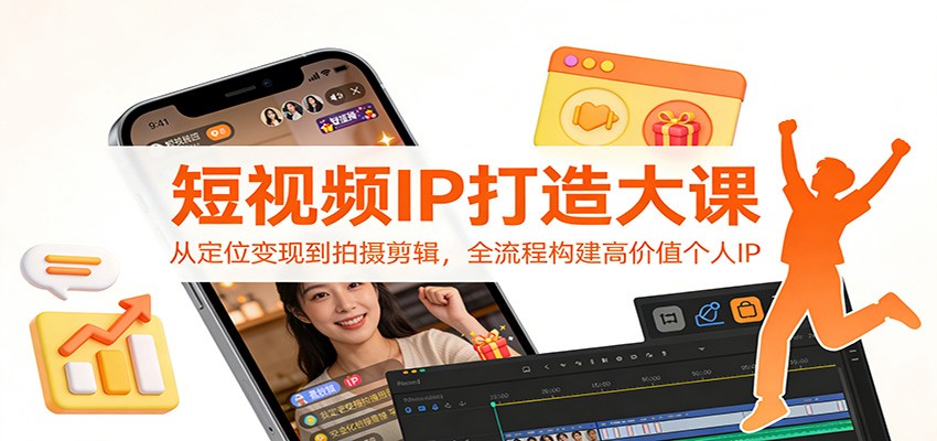 短视频IP打造大课：从定位变现到拍摄剪辑，全流程构建高价值个人IP-聊项目