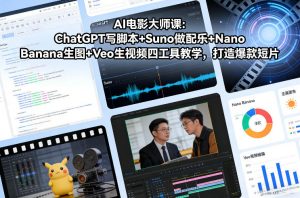 AI电影大师课：ChatGPT写脚本+Suno做配乐+Nano Banana生图+Veo生视频，打造爆款短片-聊项目