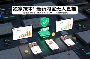 独家技术！最新淘宝无人直播：无违规不封号，矩阵操作日入1K+，长期稳定变现【揭秘】-聊项目
