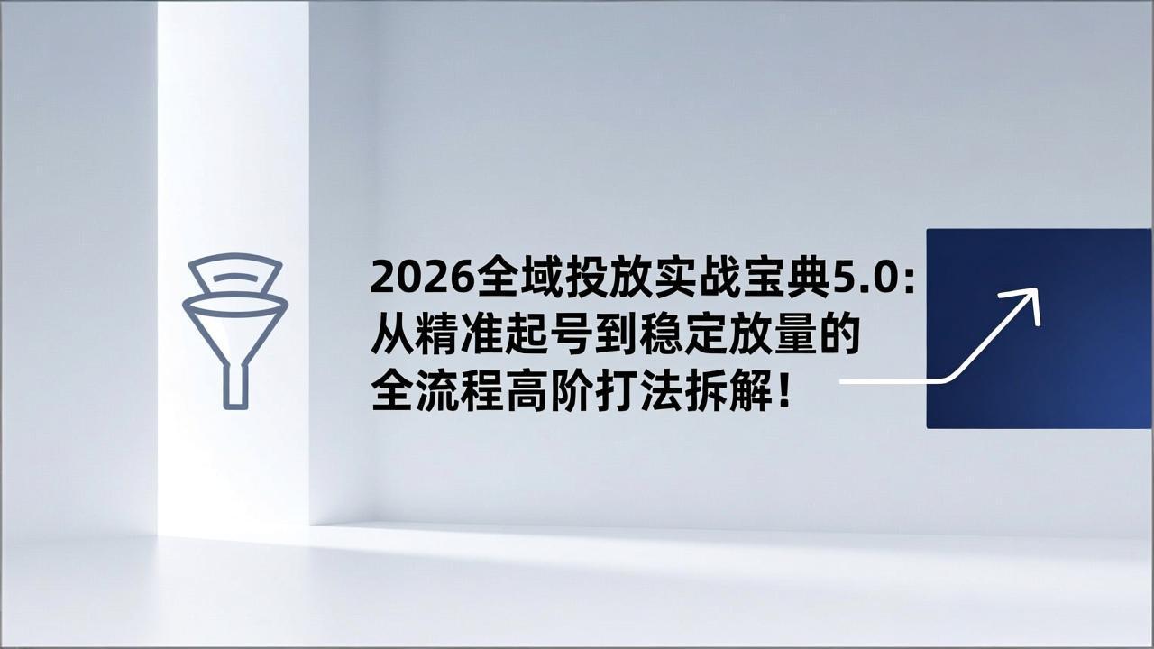 2026全域投放实战宝典5.0：从精准起号到稳定放量的全流程高阶打法拆解！-聊项目