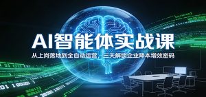 AI智能体实战课：从上岗落地到全自动运营，三天解锁企业降本增效密码-聊项目