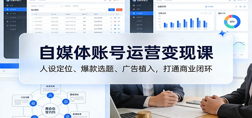 自媒体账号运营变现课：人设定位、爆款选题、广告植入，打通商业闭环-聊项目