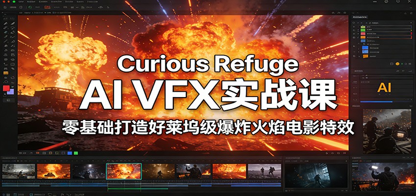 Curious Refuge AI VFX实战课，零基础打造好莱坞级爆炸火焰电影特效-聊项目