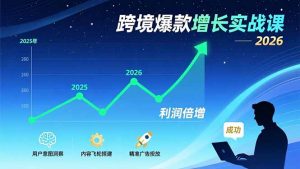 跨境爆款增长实战课，教授用户意图洞察、内容飞轮搭建、精准广告投放，助力卖家2026年利润倍增-聊项目