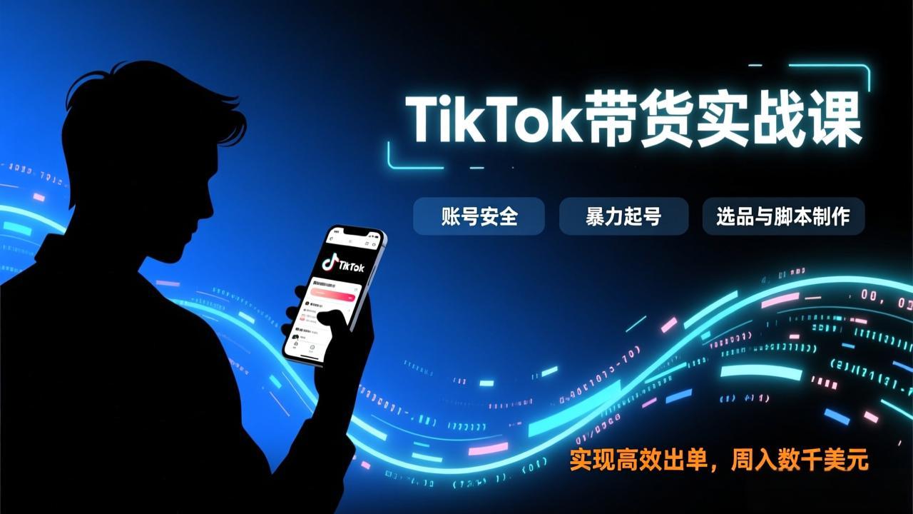 TikTok带货实战课，涵盖账号安全、暴力起号、选品与脚本制作，实现高效出单，周入数千美元-聊项目
