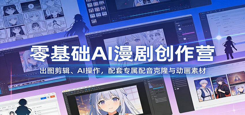 零基础AI漫剧创作营：出图剪辑、AI操作，配套专属配音克隆与动画素材-聊项目