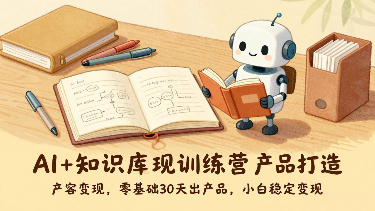 AI+知识库变现训练营，产品打造、内容创作、全平台变现，零基础30天出产品，小白稳定变现-聊项目
