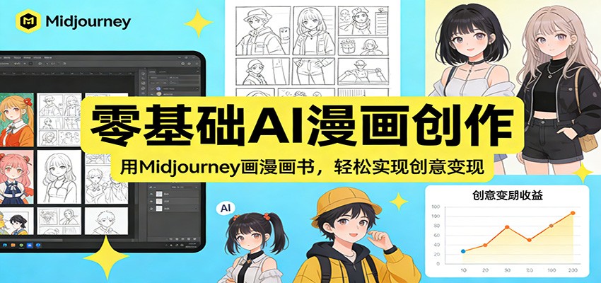 零基础AI漫画创作：用Midjourney画漫画书，轻松实现创意变现-聊项目