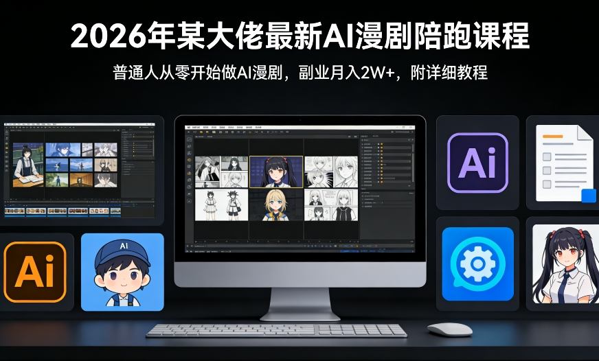 26年某大佬最新Ai漫剧陪跑课程，普通人从零开始做AI漫剧，副业月入2W+-聊项目