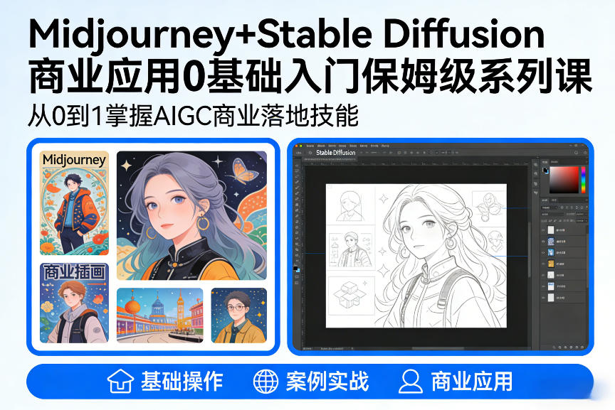 AIGC商业应用Midjourney+Stable Diffusion教程，0基础入门保姆级系列课-聊项目