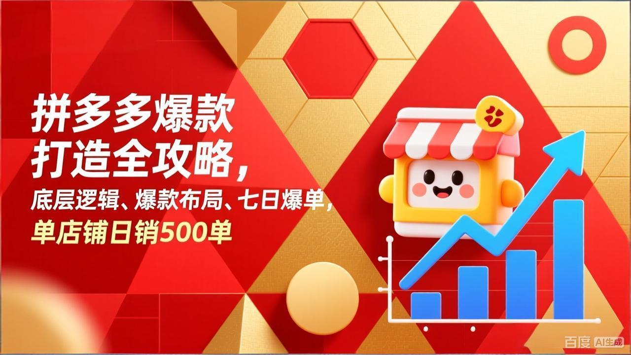 拼多多爆款打造全攻略，底层逻辑、爆款布局、七日爆单，单店铺日销500单-聊项目