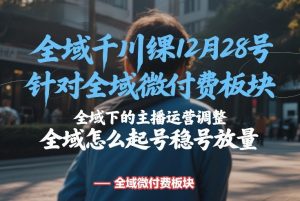 全域千川线下课12月28号，针对全域微付费板块，全域下的主播运营调整，全域怎么起号稳号放量-聊项目